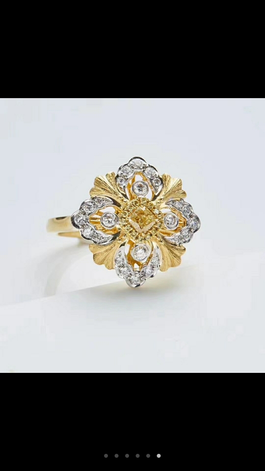 Exquisite electroplated lawrencium gold diamond ring