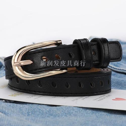 Hollow out Ladies‘ Pin Buckle Belt Simple All-Match Decoration Thin Belt Korean Students with Jeans Strap in Stock Wholesale
