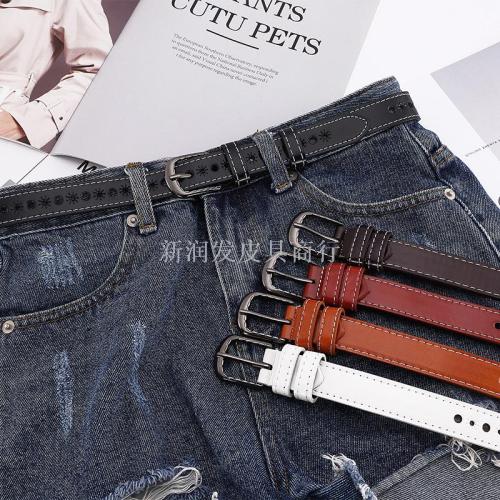 new women‘s belt young students hollow out all-match jeans thin pants belt korean style denim dress belt