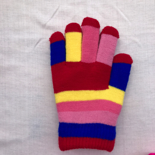 Wholesale Winter Students Outdoor Wear Double Layer Multi-Color Stripe Knitted Gloves