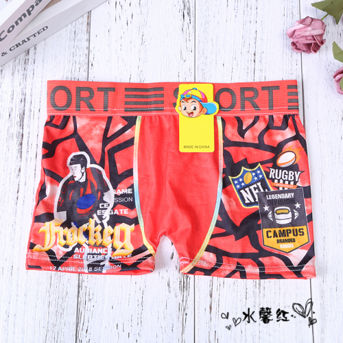 Foreign Trade Four-Leg Pants Children‘s Underwear Boys‘ Boxer Printed Flat Pants Factory Direct Sales 