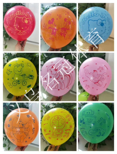 12-Inch Cartoon Animal Printing Rubber Balloons Shopping Mall Opening Children‘s Gifts Micro-Commerce Push Scan Code Small Gifts
