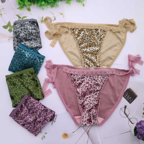 Foreign Trade Domestic Underwear Women‘s Underwear Girl Briefs Leopard Lace Lace Ruffle Pants Factory Direct Sales