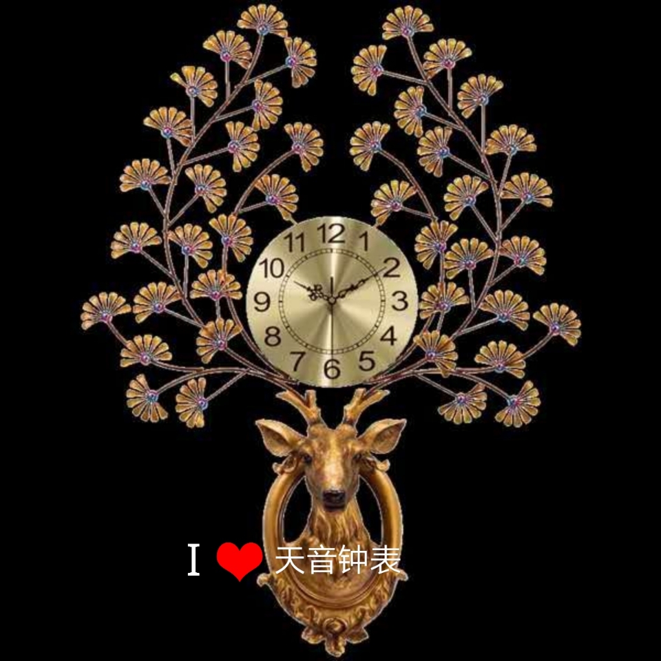 Nordic deer head table foreign trade factory tieli wall clock the -quiet decorative living room craf
