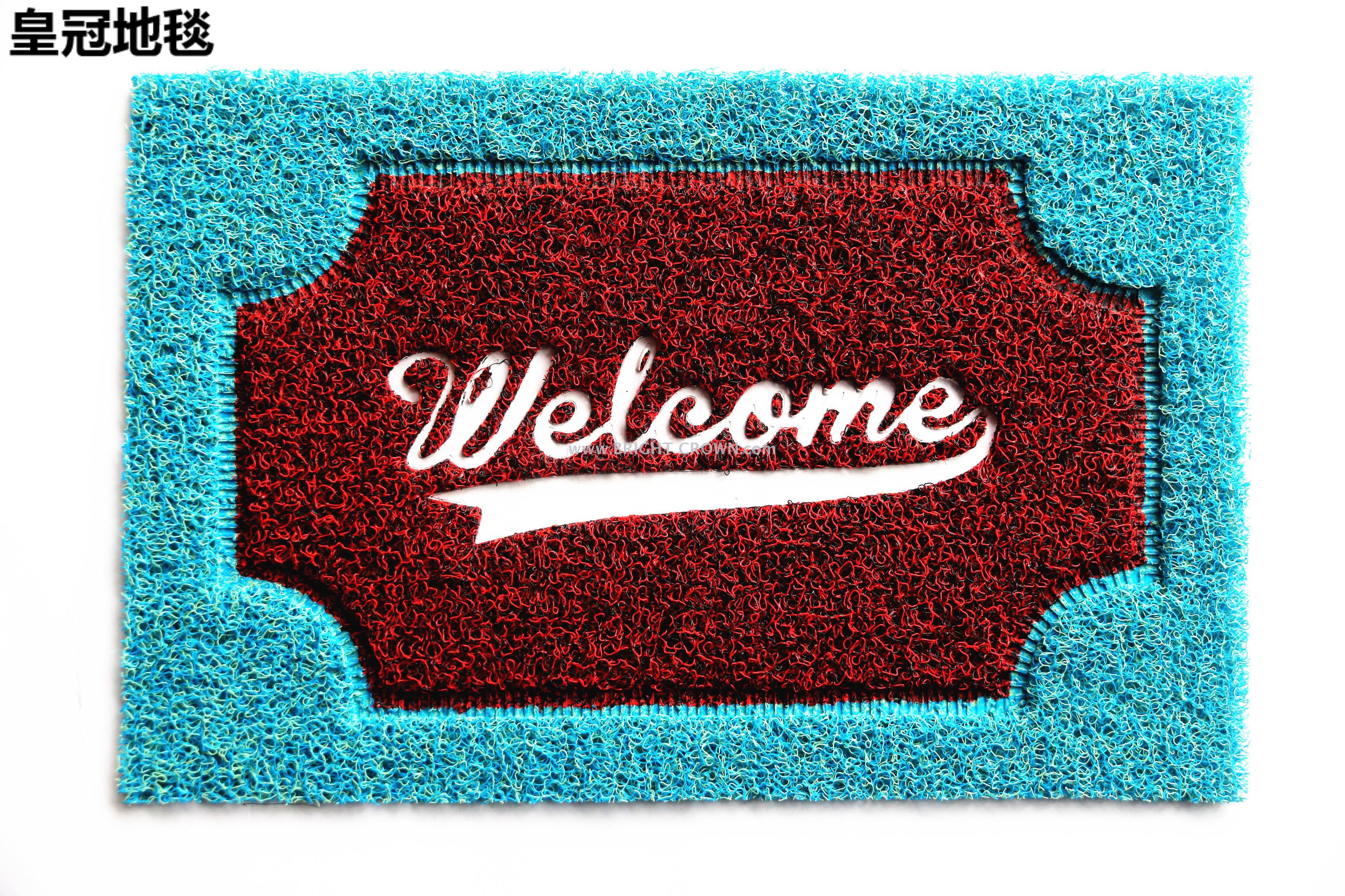 pvc网底双色英文 welcome地垫压字 丝圈地垫防滑地垫进门口地垫_皇冠