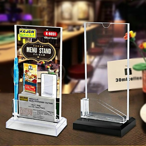 Xinhua Sheng Double-Sided Display Card Wine Card Menu Card with Business Card Slot Table Card Standing Card Acrylic Table Card Table Card