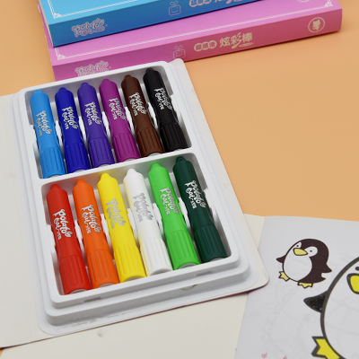 Dazzle Stick Children's Crayon Kindergarten rotate 12-color painting graffiti pen water-soluble dazzle color oil painting stick