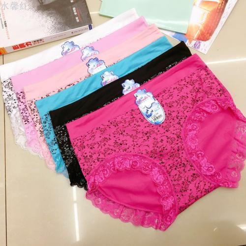 Foreign Trade Underwear Women‘s Underwear Girl Briefs Lace Lace Ruffle Pants Mid-Rise Mummy Pants Manufacturer direct Sales