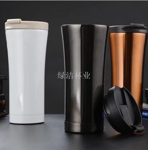 Car Coffee Cup with Lid Insulation Flip Buckle Vacuum Stainless Steel Portable Water Cup Customized Gift 