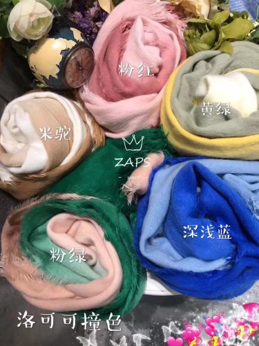 Snow Pear Rococo Contrast Color Wool Scarf Korean Style Versatile Long Thick Shawl Dual-Use Autumn and Winter Warm Scarf