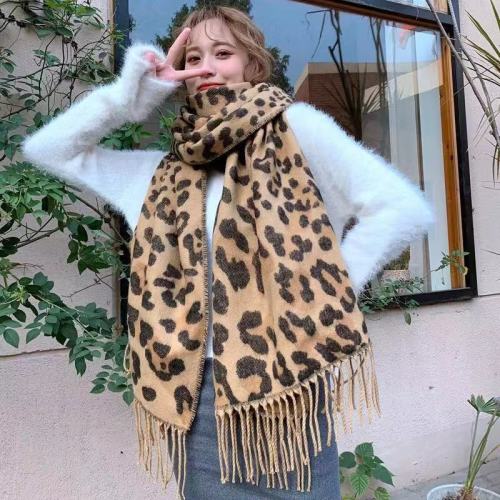 mg original single scarf autumn and winter thickened warm leopard zebra print long tassel shawl