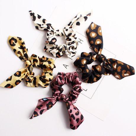 amazon hair ring factory direct sales european and american printing rabbit ears leopard head bow women‘s hair band wholesale