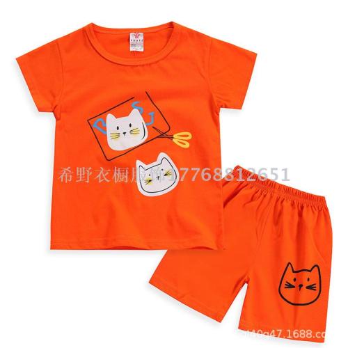 2020 summer hot sale new korean children‘s suit boys and girls short-sleeved pants two-piece miscellaneous tail goods wholesale