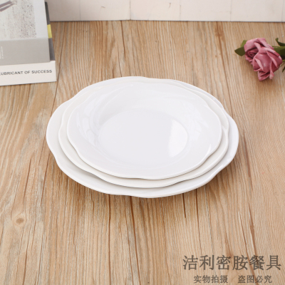 round White Melamine Material Dish Simple Water Cup Storage Tray Tea Tray Fruit Plate European Cake Tray and Dinner Plate