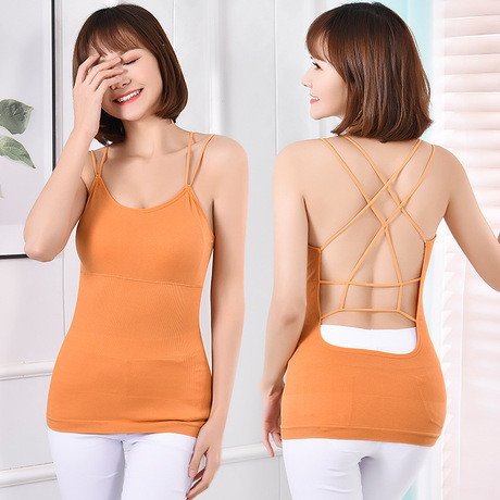 New Hollow-out Beauty Back Long Camisole Bottoming Running Fitness Yoga Quick-Drying Women‘s Underwear Can Be Worn outside 