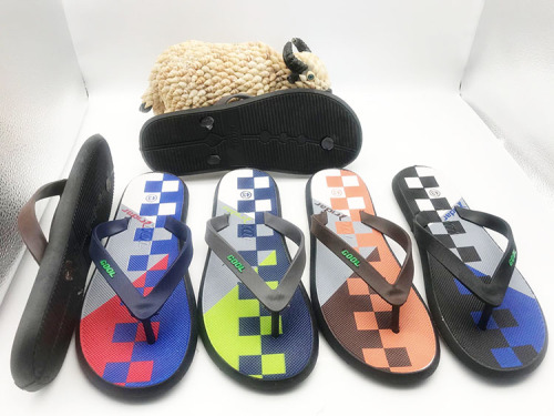 foreign trade blowing pvc african hard bottom summer non-slip men‘s sandals printed beach flip flops support customization