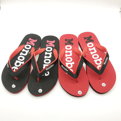 foreign trade new eva men‘s tpr bottom non-slip letter logo wear-resistant beach flip flops spot support customization