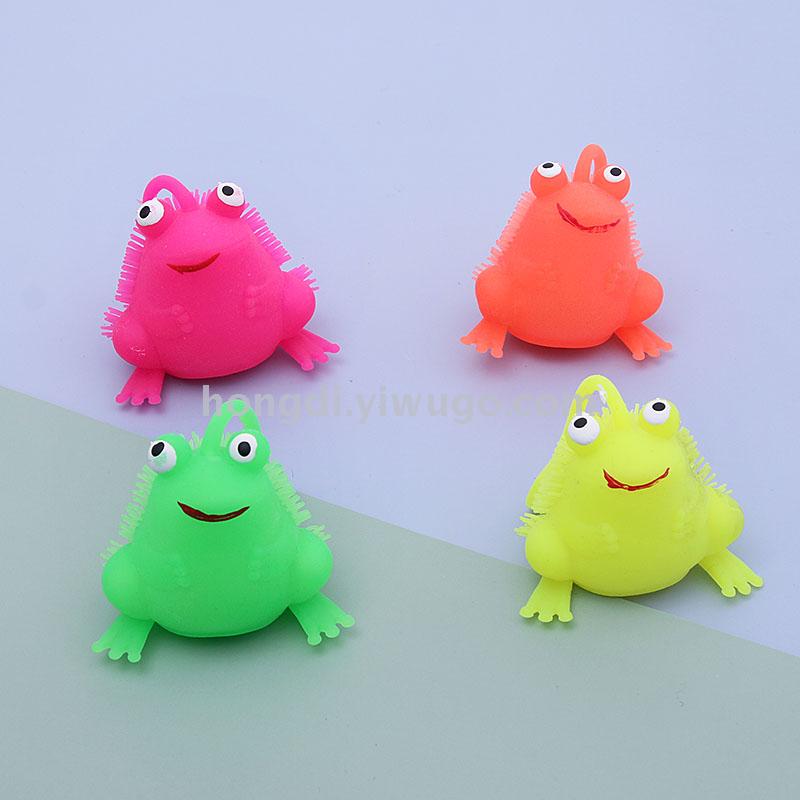 Macaron color TPR soft rubber toy flash perspex-walled ball little frog glowing toy release toys