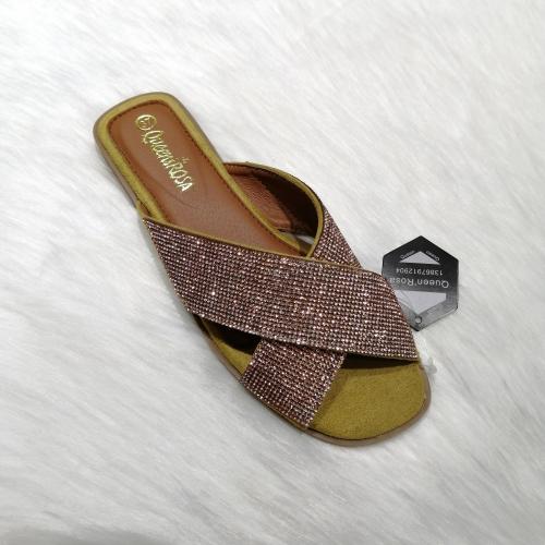 Summer Hot Sale Cross Strap Rhinestone Slippers Soft and Comfortable All-Match Women‘s Slippers