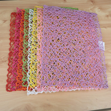 纯手工编织环保单股木桨纸方型餐垫茶杯垫草绳网垫幼儿园拍摄道具