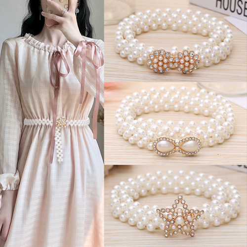 Pearl Belt Female Student Korean Fashion All-Match Casual Decorative Dress Waist Chain