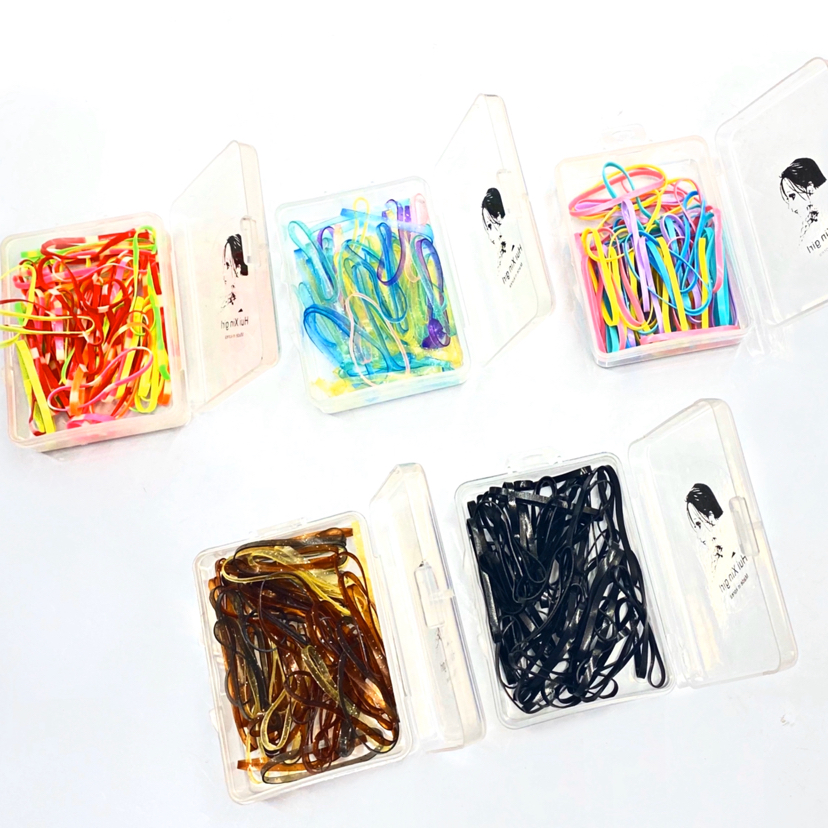 Boxed disposable rubber band Korean rubber band candy color hair rope pull continuous rubber band us