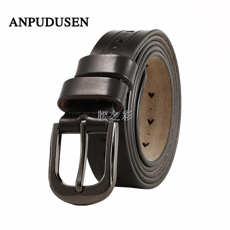 Leather buckle simple joker belt Korean version of leisure belt students web celebrity female belt d