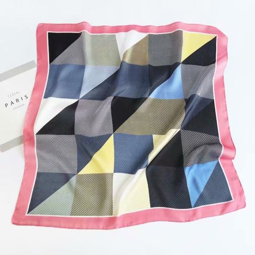 april new geometric georgette silk-like small square scarf 70*70 spot scarf vacation bag decoration