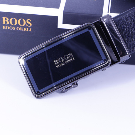 Boos Men‘s Automatic Buckle Belt E-Commerce Live Broadcast Haitao Brand Alloy Buckle Belt Shelf Gift Box Belt