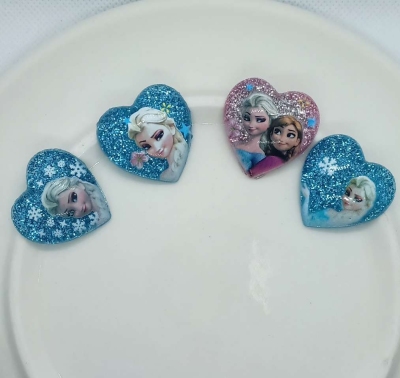 Resin heart color powder frozen princess drop glue phone shell hair accessories refrigerator paste Diy accessories