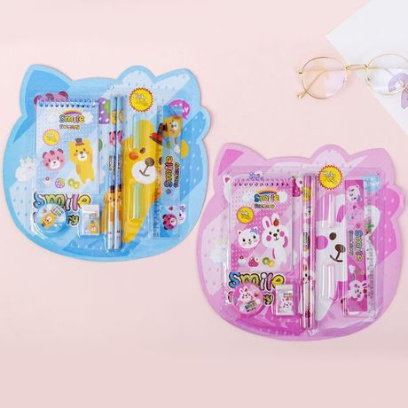 factory direct wholesale custom learning stationery combination set children cute cartoon 8-piece set primary school student gifts