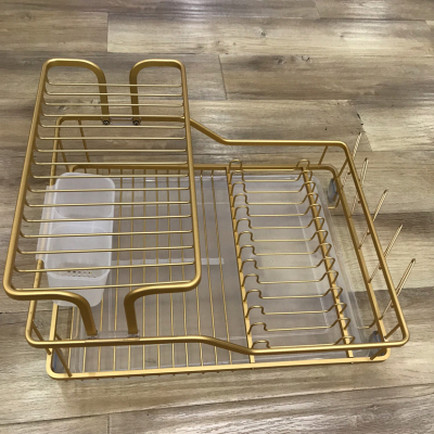 Gold aluminum bowl frame double kitchen storage shelf