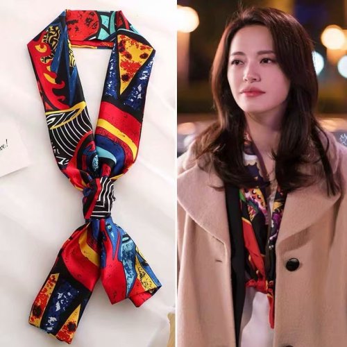 celebrity style new european and american famous style small silk scarf long silk scarf silk feel in stock