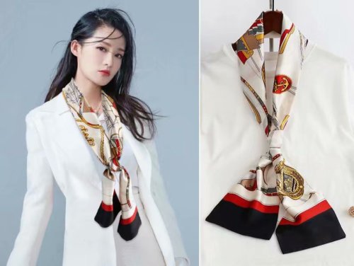celebrity style new european and american style small silk scarf long silk scarf hand feeling spot goods 48 hours delivery