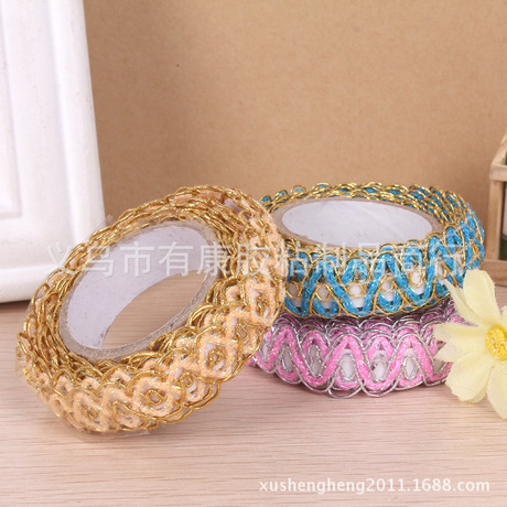 high quality supply gold shiny fabric lace tape lace decorative tape diy handmade tape