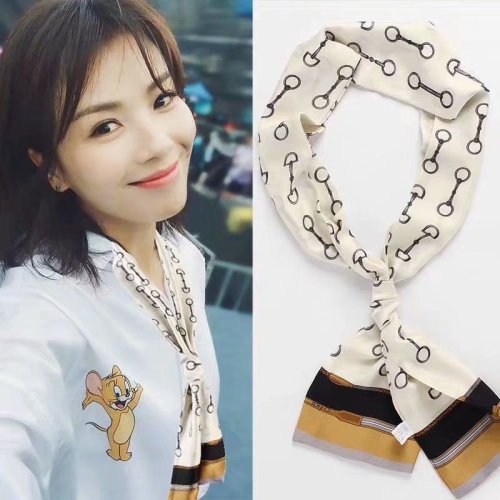 celebrity style new double d european and american famous style small silk scarf long silk scarf silk feel in stock