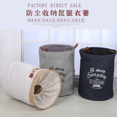 Dirty Clothes Basket Cotton Linen Storage Bucket Dust Storage Baskets