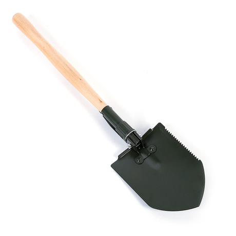 Folding Spade with Pickaxe with Wooden Handle， engineering Shovel， Gardening Shovel， Garden Tools 