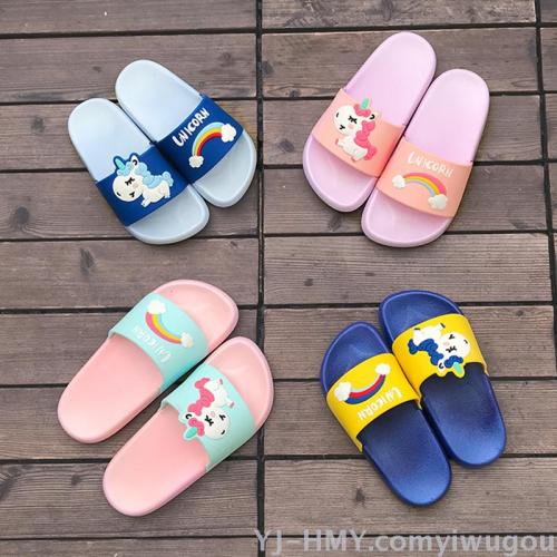 Hemuyu Summer New Cartoon Cute Children‘s Slippers Non-Slip Unicorn Sandals