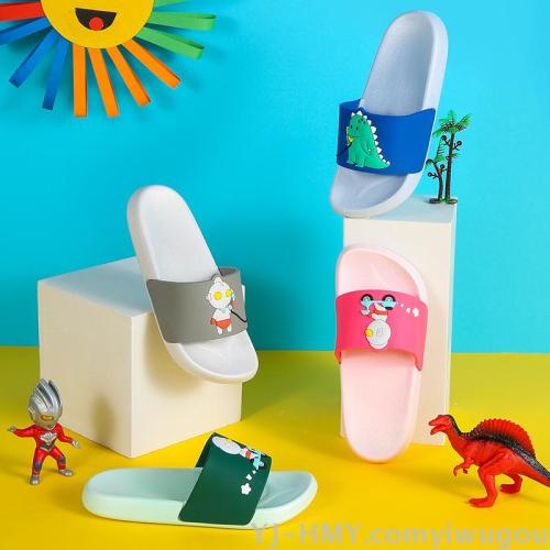 Hemuyu Summer New Cartoon Cute Children‘s Slippers Non-Slip Dinosaur Sandals
