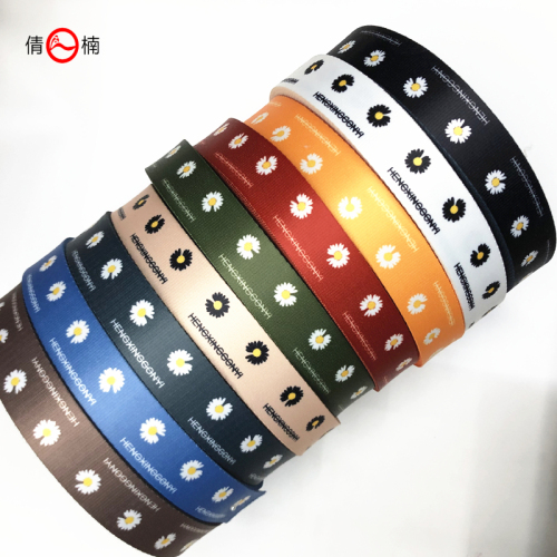 38mm wide printing polyester printed daisy flower ribbon bag strap canvas belt clothing shoes and hats decorative accessories