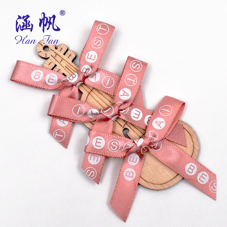 1cm Printing Bow 3 Points Ribbon Gift Box Packaging Hand Knotted Ribbon Customized Handmade Bow