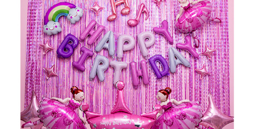 girls birthday ballet princess aluminum film balloon set
