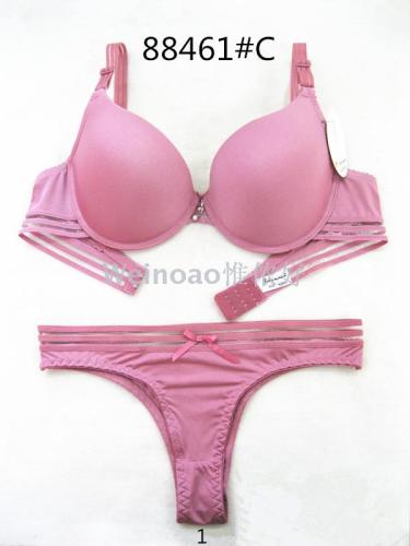 new cross-border european code women‘s comfortable and sexy bra set with light fabric with steel ring