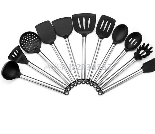 Stainless Steel Handle Silicone Kitchenware （Powder Claw， Fence， Dense， Leakage， Slotted Turner， Turner， Soup Spoon）