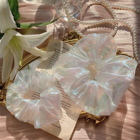 Korean Spring and Summer Cross-Border Hot Dream Mermaid Glossy Mesh Hair Ring Super Fairy Laser Hair