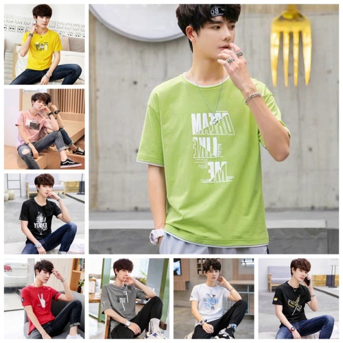 Men‘s Large Size T-shirt Wholesale Factory Inventory Clothing Clearance Stall Supply Men‘s Short Sleeve T-shirt Low Price Processing 