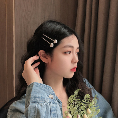 temperament love pearl hairpin female net red rhinestone word clip bangs hair clip korean hair accessories side clip girl