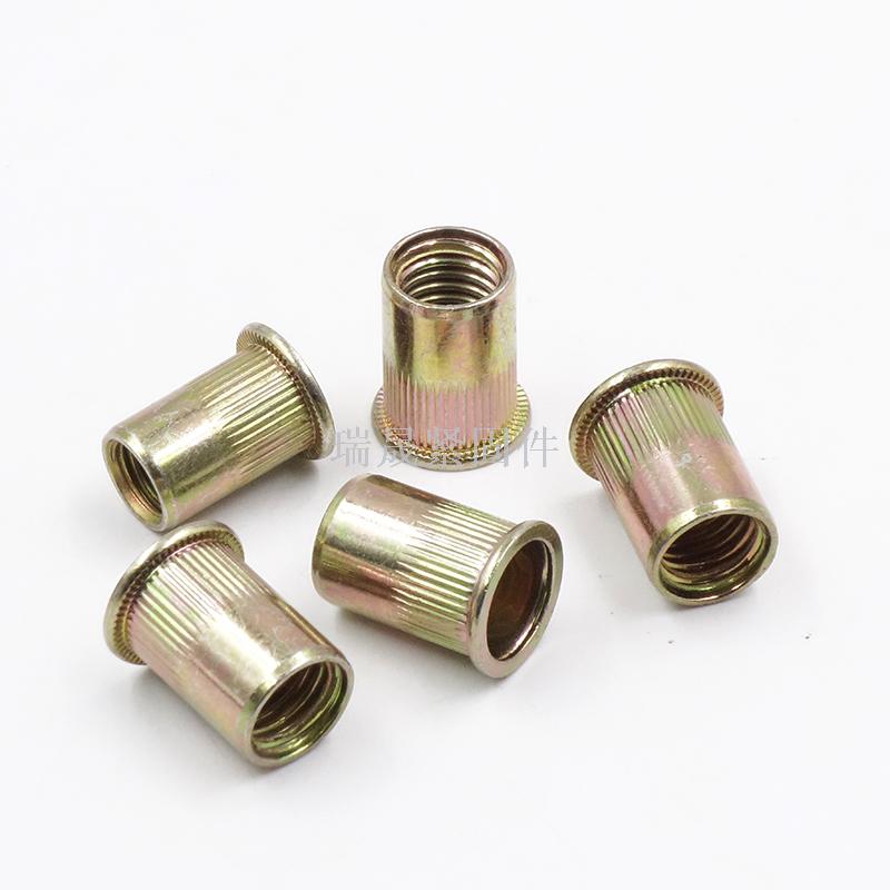 Flat end vertical rivet nut flat head pull cap small head galvanized nut hexagon half hexagon rivet