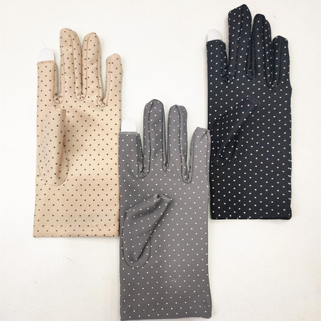 Summer Sunshade spandex USES ladies short and thin cycling exposed two fingers elastic dot gloves